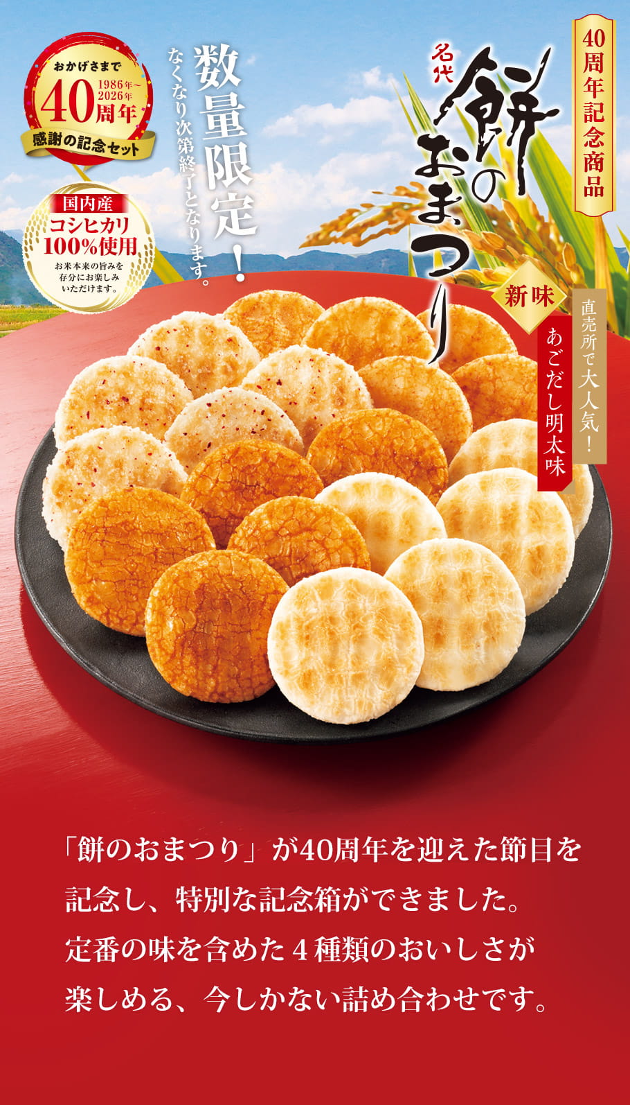 もち吉 合計12袋 餅のおまつり 他 期日指定10月31日までお届け可）餅のおまつり40周年記念箱（4種20袋