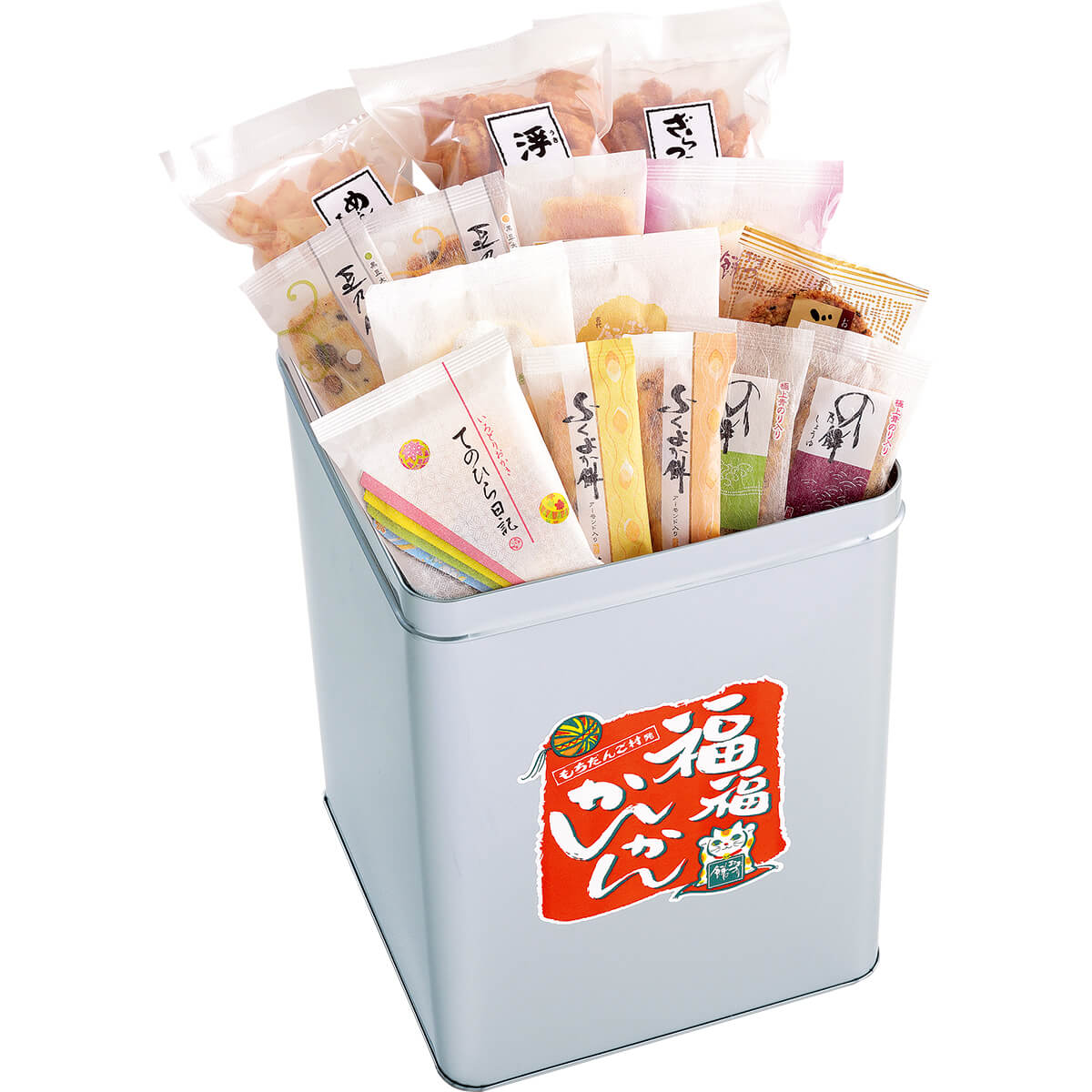 福福かんかん スペシャル缶 | もち吉 あられ・おせんべい・おかき・和菓子のお店