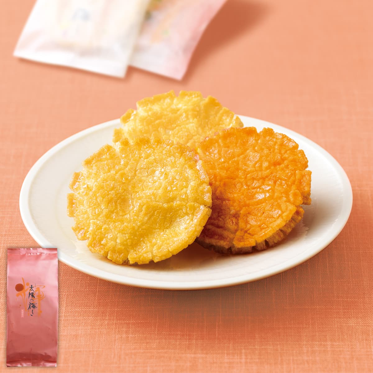 太陽の輝き 詰替パック えびチリ味 | もち吉 あられ・おせんべい・おかき・和菓子のお店